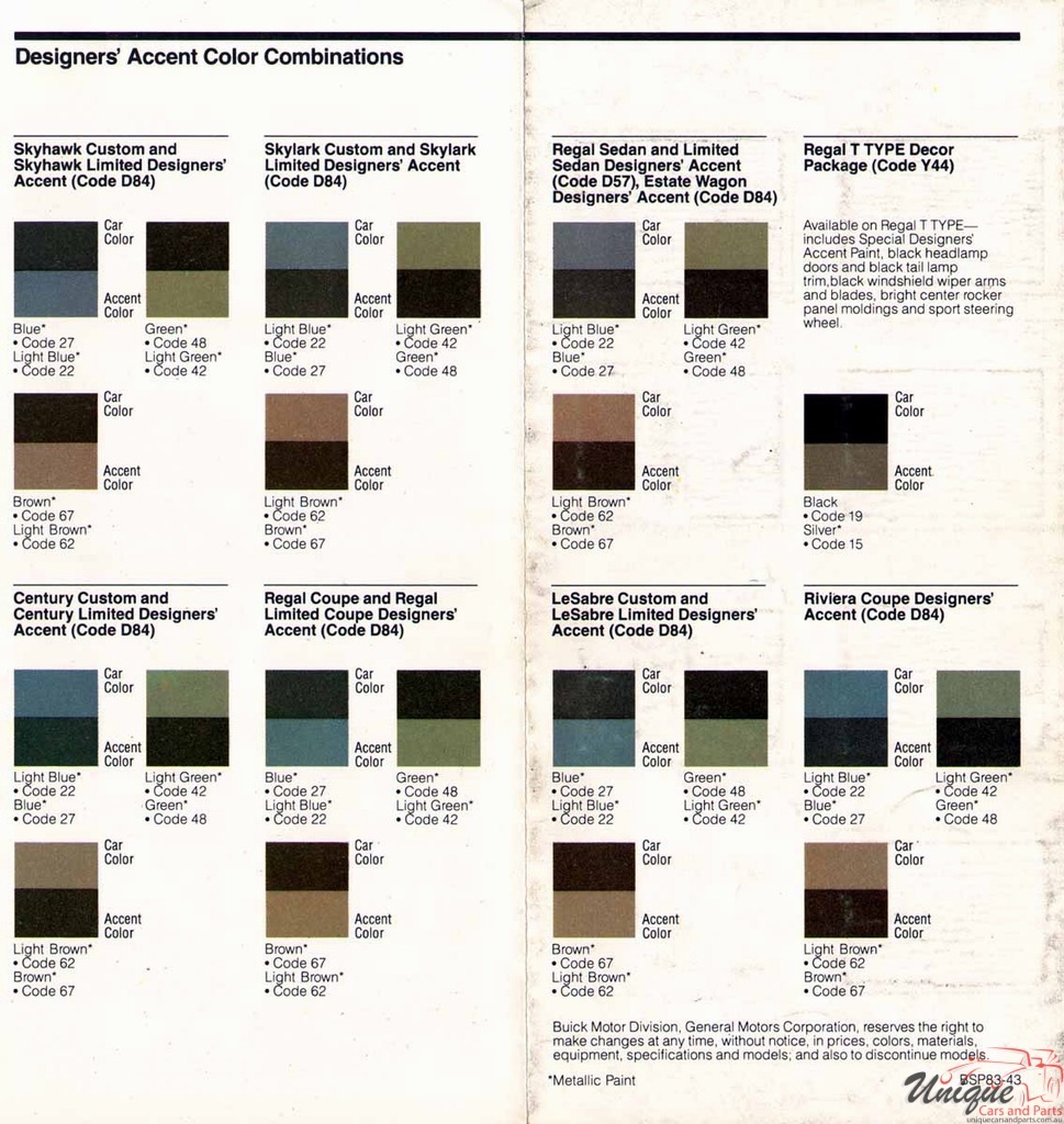1983 Buick Exterior Paint Chart Page 3